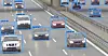 Autos fahren über eine Autobahn und werden dabei von Sensoren kategorisiert.