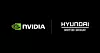 Nvidia Logo und Hyundai Motor Group Logo vor schwarzem Hintergrund