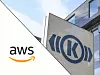 AWS-Logo neben großem Knorr-Bremse-Schild vor Glasfassade