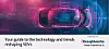 Futuristisches Auto mit digitalen Linien über blau-violettem Hintergrund und Thoughtworks-Banner unten.