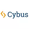 Cybus-Logo mit orangefarbenem Symbol und blauem Schriftzug auf weißem Hintergrund.