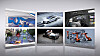 Collage aus sechs Darstellungen zur Digitalisierung der Automobilindustrie mit Fahrzeugentwicklung am Computer, digitalem Cockpit, KI-gestützter Verkehrserkennung, Fahrzeugkonfiguration und Industrierobotern in der Produktion.