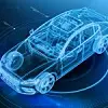 Wireframe of modern car with hi tech user interface details