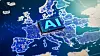 Europe Map with virtual gavel and sound block and AI word. Concept of the EU recently adopted the AI Act, ushering in new restrictions on Artificial Intelligence use cases and mandating transparency